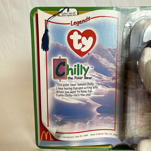 NEW! TY CHILLY The Polar Bear 1994 Mc Donalds Beanie Baby RARE RETIRED - Picture 2 of 9